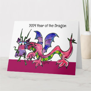 2024 Jahr des Drachen-Neujahrs Karte