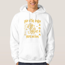 2024 Jahr des Drachenfriedens und der Liebe Gold W Hoodie