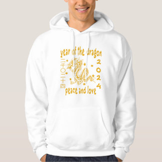 2024 Jahr des Drachenfriedens und der Liebe Gold W Hoodie