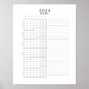 2024 Januar - Juni Blockkalender Wall Poster