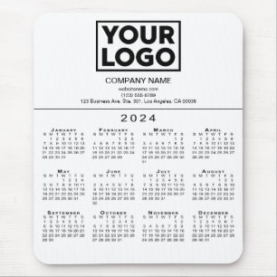 2024 Kalendar Company Logo und Text auf Weiß Mousepad