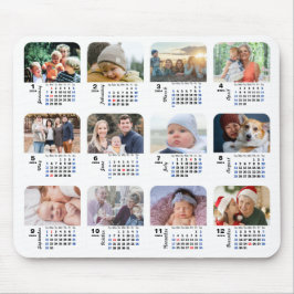 2024 Kalender 12 Familienfoto Collage US Holidays Mousepad