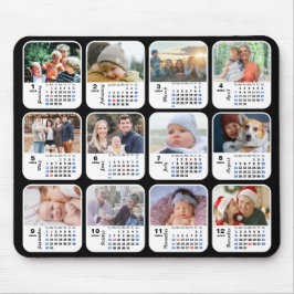 2024 Kalender 12 Familienfoto Collage US Holidays Mousepad