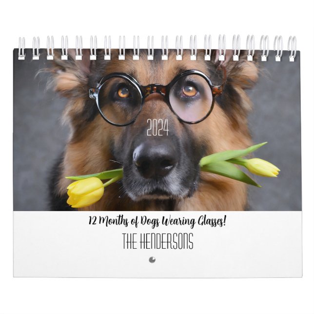 2024 Kalender 12 Monate Hunde mit Brille (Titelbild)