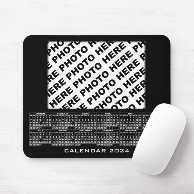 2024 Kalender 1 Fotos hinzufügen Mousepad Black (Mit Mouse)
