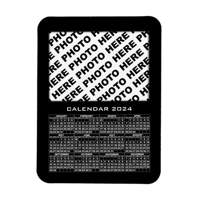 2024 Kalender 1 Fotos Magnet Schwarz hinzufügen (Vertikal)