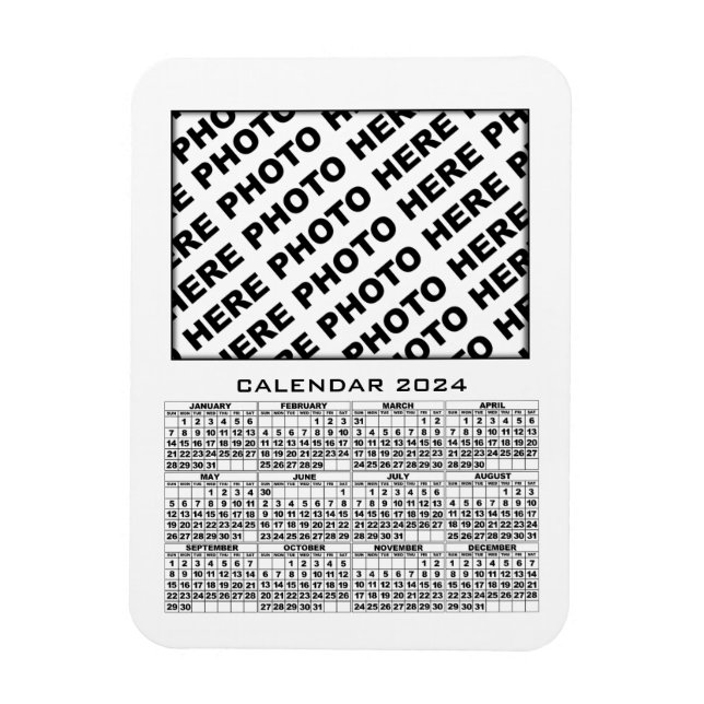 2024 Kalender 1 Fotos Magnet Weiß hinzufügen (Vertikal)