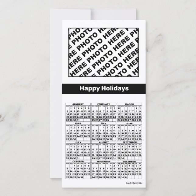 2024 Kalender 4 Fotos Karte hinzufügen Einfach Sch (Vorderseite)