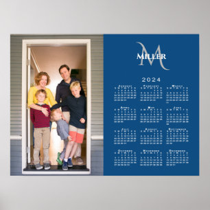 2024 Kalender Benutzerdefiniertes Foto Monogramm N Poster