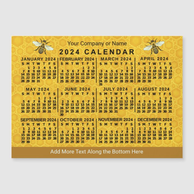 2024 Kalender Bienenwabenkräfte Custom Apiary Magn Magnetkarte (Vorderseite)