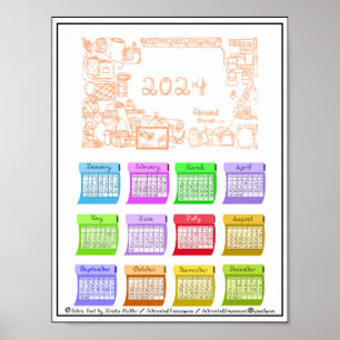 2024 Kalender Bolzen Stoff Schriftzug Hergestellte Poster