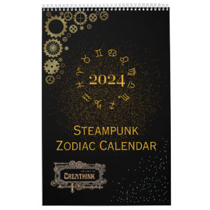 2024 Kalender der Steampunk-Astrologie Zodiac-Zeic