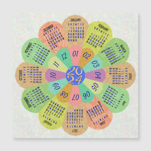 2024 Kalender Einzigartiges Boho Retro Blume Magne Magnetkarte