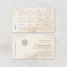 2024 Kalender Elegant Modernes Beige Golden Ink