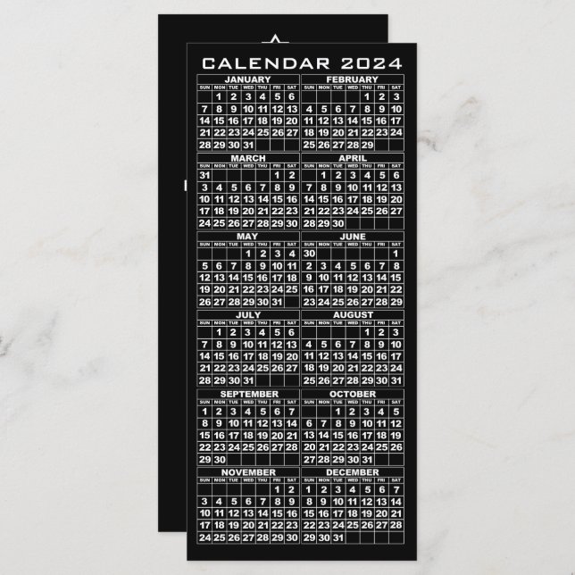 2024 Kalender Feiertage Rackkarte Schwarzer Baum (Vorne/Hinten)