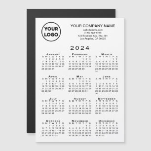 2024 Kalender Firmenlogo Text White Magnet Card