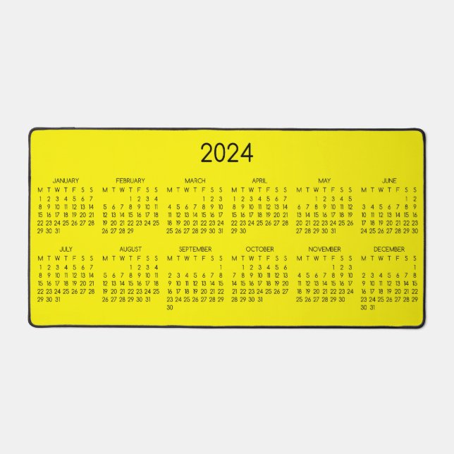 2024 Kalender Gelber Hintergrund Schreibtischunterlage (Vorderseite)