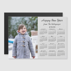 2024 Kalender Glücklich Neues Jahr Foto Gray Magne Magnetkarte