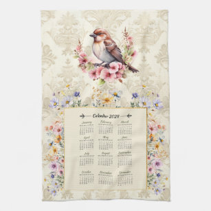 2024 Kalender Handtuchtrockner mit Wildblumen Geschirrtuch