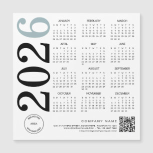 2024 Kalender Logo QR Code Blue Black Business Magnetkarte