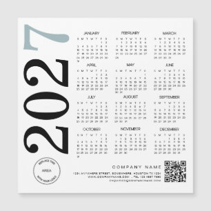 2024 Kalender Logo QR Code Blue Black Business Magnetkarte