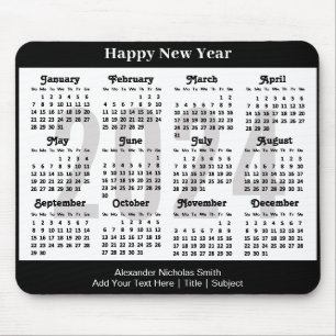 2024 Kalender Minimalistischer Schwarz-weißer benu Mousepad