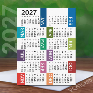 2024 Kalender mit funky bunten Monaten Postkarte