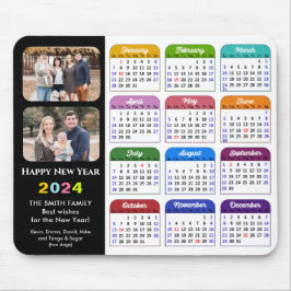 2024 Kalender Moderne Schwarze Familie 2 Foto farb Mousepad