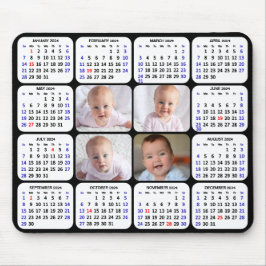 2024 Kalender Modernes Black 4 Family Foto Einfach Mousepad