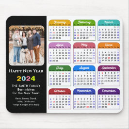 2024 Kalender Modernes Foto Schwarzer Familie farb Mousepad