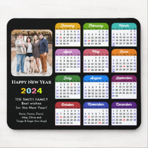 2024 Kalender Modernes Foto Schwarzer Familie farb Mousepad