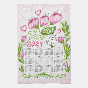 2024 Kalender Rosa MBA Student Geschirrtuch
