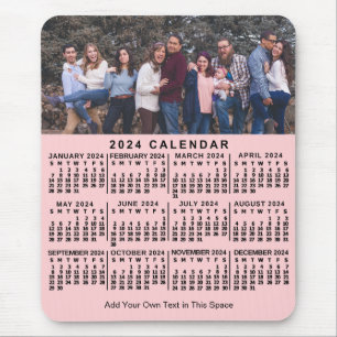 2024 Kalender Rosa Personalisierter Foto Name Fett Mousepad