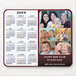 2024 Kalender Rote Familie Foto Collage US Urlaub Mousepad