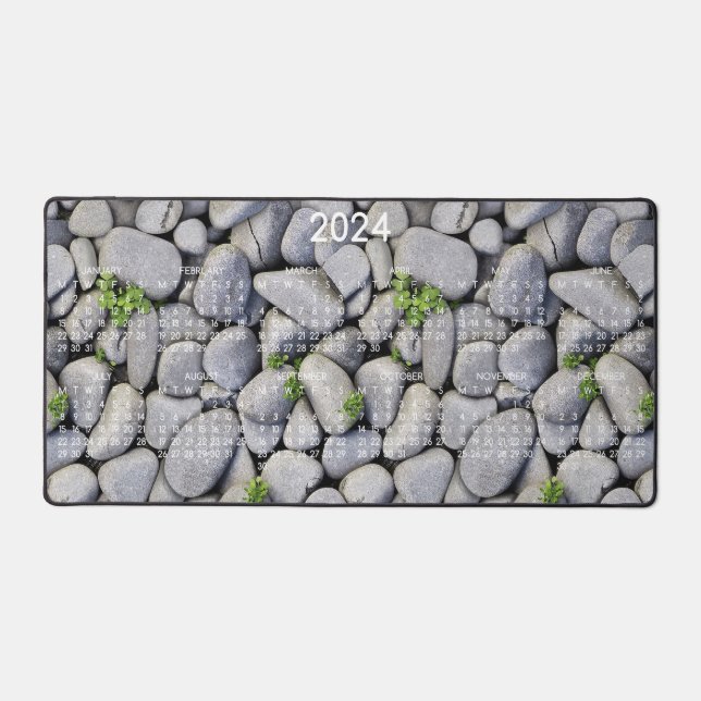 2024 Kalender Rustikales Land Natur Felsen Foto Schreibtischunterlage (Vorderseite)