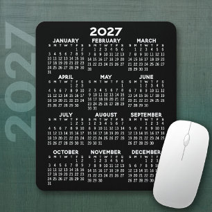 2024 Kalender - schwarzer Hintergrund - Vertikal Mousepad
