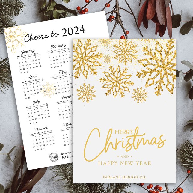 2024 Kalender Snowflake Business-Logo-Weihnachtska Einladung (2024 Calendar Snowflake Business Logo Holiday Card)