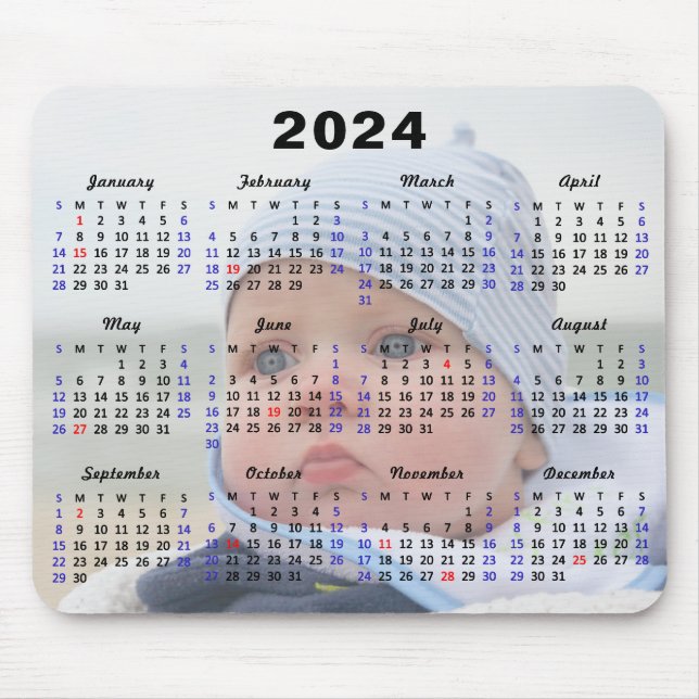 2024 Kalender US-Feiertage Volles Foto Minimalisti Mousepad (Vorne)