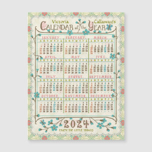 2024 Kalender Viktorianisch Jugendstil Kleines Mag Magnetkarte