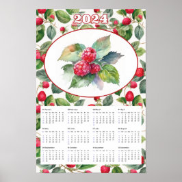 2024 Kalender Vintage Himbeeren Wasserfarbe Poster