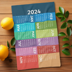 2024 Kalender - Volljährig - funky farbenfrohe Mon Geschirrtuch