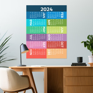 2024 Kalender - Volljährig - funky farbenfrohe Mon Wandaufkleber
