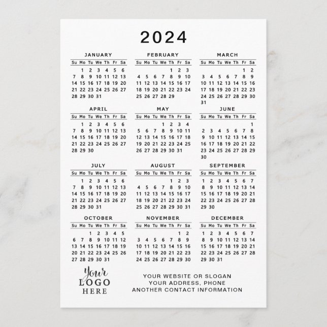 2024 Kalender Volljähriger weißer Schwarzer Minima Programm (Vorderseite)