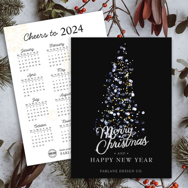 2024 Kalender Weihnachten Tree Business-Logo-Weihn Einladung (2024 Calendar Xmas Tree Business Logo Holiday Card)