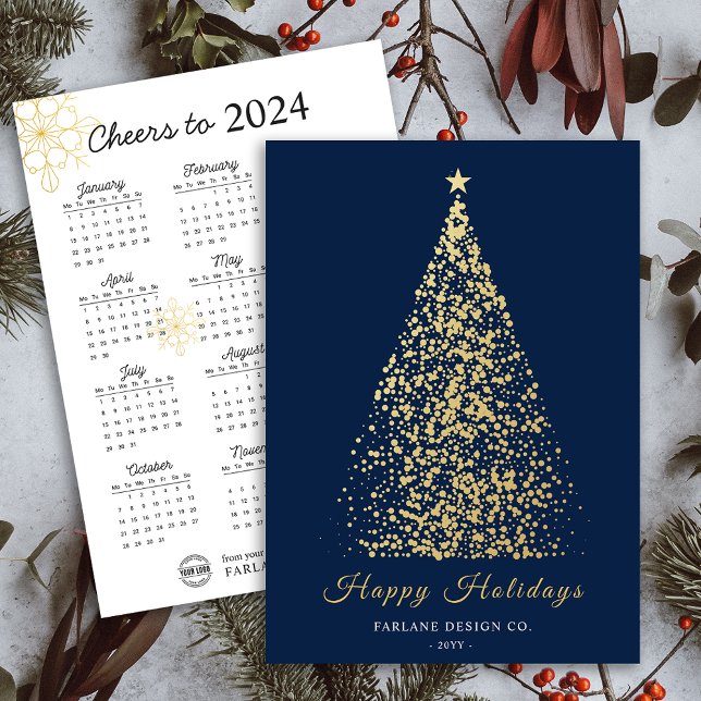 2024 Kalender Weihnachten Tree Business-Logo-Weihn Einladung (2024 Calendar Xmas Tree Business Logo Holiday Card)