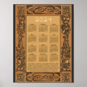 2024 Kalender Windsor Castle Grinling Gibbons Holz Poster
