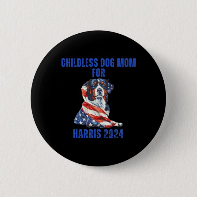 2024 Kinderlose Mama für Harris 2024 Button (Vorderseite)