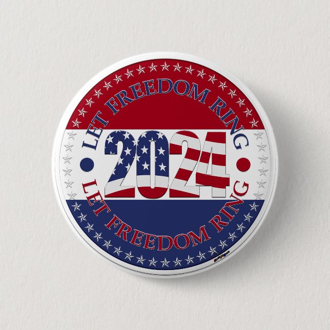 2024 Lass Freedom Ring USA Flag Button (Vorderseite)