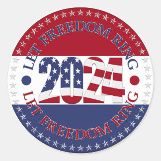 2024 Lass Freedom Ring USA Flag Runder Aufkleber