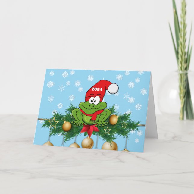 2024 Laubfrosch-Weihnachtskarte Karte (Vorderseite)